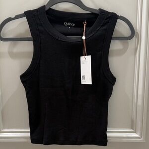 Two BNWT Quince Classic Black Sleeveless Top in Small